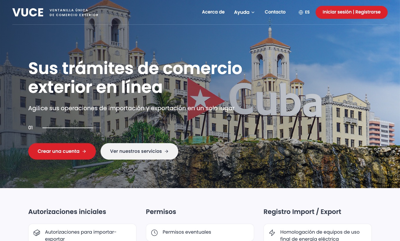 Cuba foreign trade single window home page